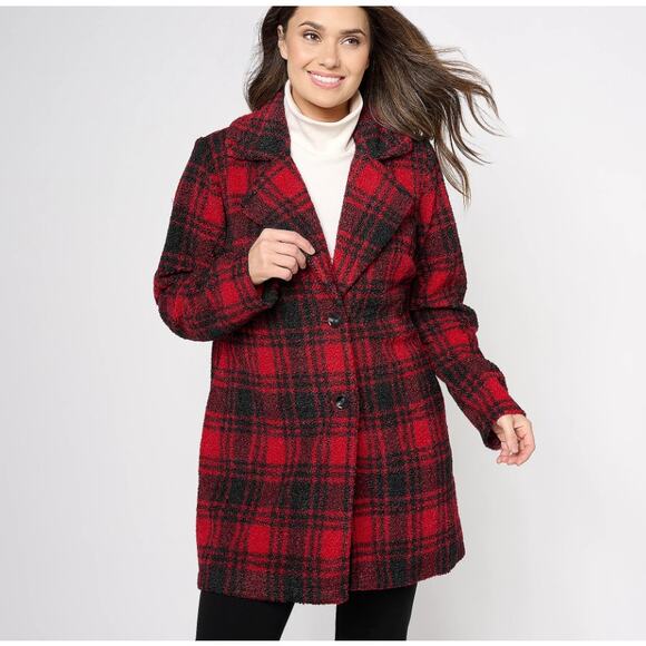 Joan Rivers Regular Plaid Sherpa Teddy Coat Size Large - Picture 1 of 12